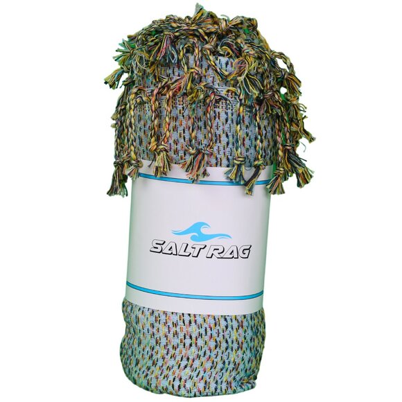 Salt Rag Beach Towel - "Mint/Yellow Hippie Rag" [Sand Free Turkish Beach Towel] - Picture 2 of 4